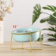 Raised Ceramic Cat Bowl - Anti Vomiting Feeding Bowl Cats High - Cat Bowls with Metal Stand - Bowl Dog Small - Dog Bowl Puppies - Cat Bowl for Food and Water - 480 ml
