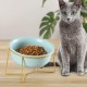 Raised Ceramic Cat Bowl - Anti Vomiting Feeding Bowl Cats High - Cat Bowls with Metal Stand - Bowl Dog Small - Dog Bowl Puppies - Cat Bowl for Food and Water - 480 ml