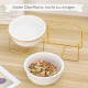 Raised Ceramic Cat Bowl - Anti Vomiting Feeding Bowl Cats High - Cat Bowls with Metal Stand - Bowl Dog Small - Dog Bowl Puppies - Cat Bowl for Food and Water - 480 ml