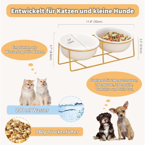 Raised Ceramic Cat Bowl - Anti Vomiting Feeding Bowl Cats High - Cat Bowls with Metal Stand - Bowl Dog Small - Dog Bowl Puppies - Cat Bowl for Food and Water - 480 ml Raised Ceramic Cat Bowl - Anti Vomiting Feeding Bowl Cats High - Cat Bowls with Metal Stand - Bowl Dog Small - Dog Bowl Puppies - Cat Bowl for Food and Water - 480 ml