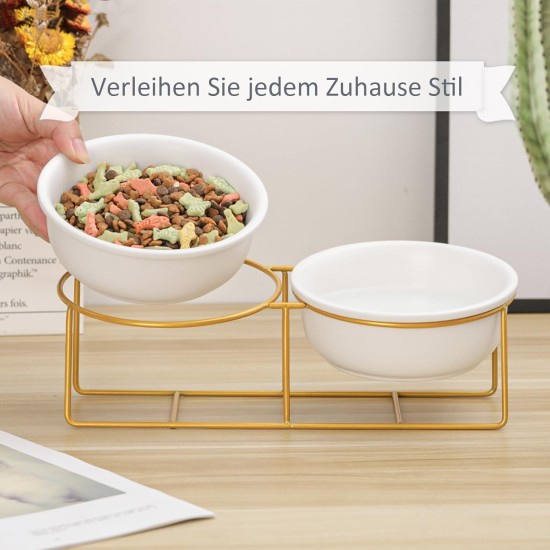 Raised Ceramic Cat Bowl - Anti Vomiting Feeding Bowl Cats High - Cat Bowls with Metal Stand - Bowl Dog Small - Dog Bowl Puppies - Cat Bowl for Food and Water - 480 ml Raised Ceramic Cat Bowl - Anti Vomiting Feeding Bowl Cats High - Cat Bowls with Metal Stand - Bowl Dog Small - Dog Bowl Puppies - Cat Bowl for Food and Water - 480 ml