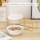 Raised Ceramic Cat Bowl - Anti Vomiting Feeding Bowl Cats High - Cat Bowls with Metal Stand - Bowl Dog Small - Dog Bowl Puppies - Cat Bowl for Food and Water - 480 ml