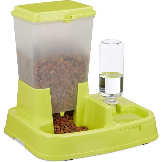 Relaxdays 2-in-1 Food & Water Dispenser, Duo Dispenser for Dogs and Cats, Bottle, 4 Litres, Plastic, Dark Grey Relaxdays 2-in-1 Food & Water Dispenser, Duo Dispenser for Dogs and Cats, Bottle, 4 Litres, Plastic, Dark Grey
