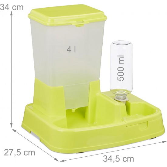 Relaxdays 2-in-1 Food & Water Dispenser, Duo Dispenser for Dogs and Cats, Bottle, 4 Litres, Plastic, Dark Grey Relaxdays 2-in-1 Food & Water Dispenser, Duo Dispenser for Dogs and Cats, Bottle, 4 Litres, Plastic, Dark Grey