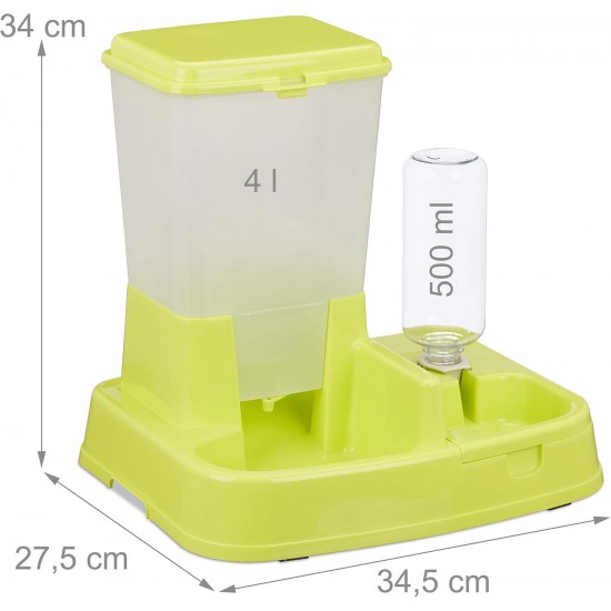 Relaxdays 2-in-1 Food & Water Dispenser, Duo Dispenser for Dogs and Cats, Bottle, 4 Litres, Plastic, Dark Grey Relaxdays 2-in-1 Food & Water Dispenser, Duo Dispenser for Dogs and Cats, Bottle, 4 Litres, Plastic, Dark Grey