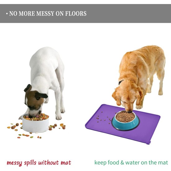 Reopet Silicone Pet Feeding Mats, Waterproof Dog and Cat Place Mats with Raised Edges, Dog and Cat Bowl Mats, Choice of Sizes Reopet Silicone Pet Feeding Mats, Waterproof Dog and Cat Place Mats with Raised Edges, Dog and Cat Bowl Mats, Choice of Sizes