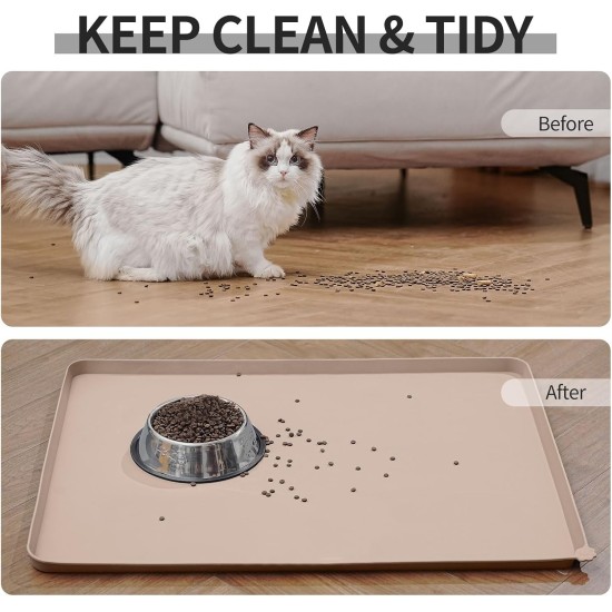 Reopet Silicone Pet Feeding Mats, Waterproof Dog and Cat Place Mats with Raised Edges, Dog and Cat Bowl Mats, Choice of Sizes Reopet Silicone Pet Feeding Mats, Waterproof Dog and Cat Place Mats with Raised Edges, Dog and Cat Bowl Mats, Choice of Sizes