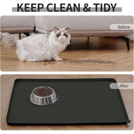 Reopet Silicone Pet Feeding Mats, Waterproof Dog and Cat Place Mats with Raised Edges, Dog and Cat Bowl Mats, Choice of Sizes Reopet Silicone Pet Feeding Mats, Waterproof Dog and Cat Place Mats with Raised Edges, Dog and Cat Bowl Mats, Choice of Sizes