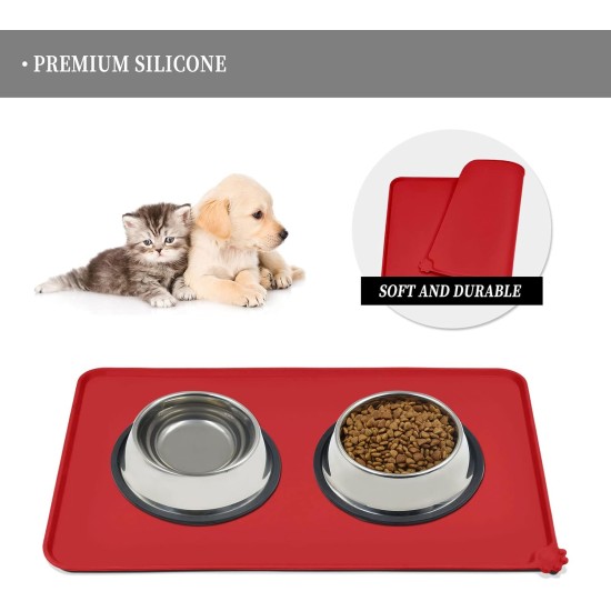 Reopet Silicone Pet Feeding Mats, Waterproof Dog and Cat Place Mats with Raised Edges, Dog and Cat Bowl Mats, Choice of Sizes Reopet Silicone Pet Feeding Mats, Waterproof Dog and Cat Place Mats with Raised Edges, Dog and Cat Bowl Mats, Choice of Sizes