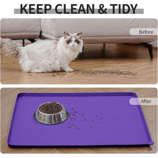 Reopet Silicone Pet Feeding Mats, Waterproof Dog and Cat Place Mats with Raised Edges, Dog and Cat Bowl Mats, Choice of Sizes Reopet Silicone Pet Feeding Mats, Waterproof Dog and Cat Place Mats with Raised Edges, Dog and Cat Bowl Mats, Choice of Sizes