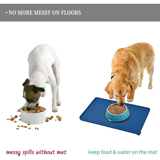 Reopet Silicone Pet Feeding Mats, Waterproof Dog and Cat Place Mats with Raised Edges, Dog and Cat Bowl Mats, Choice of Sizes Reopet Silicone Pet Feeding Mats, Waterproof Dog and Cat Place Mats with Raised Edges, Dog and Cat Bowl Mats, Choice of Sizes