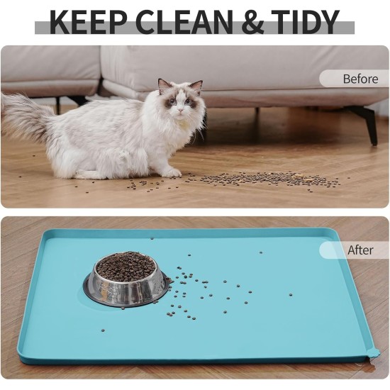 Reopet Silicone Pet Feeding Mats, Waterproof Dog and Cat Place Mats with Raised Edges, Dog and Cat Bowl Mats, Choice of Sizes Reopet Silicone Pet Feeding Mats, Waterproof Dog and Cat Place Mats with Raised Edges, Dog and Cat Bowl Mats, Choice of Sizes