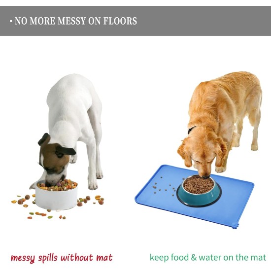 Reopet Silicone Pet Feeding Mats, Waterproof Dog and Cat Place Mats with Raised Edges, Dog and Cat Bowl Mats, Choice of Sizes Reopet Silicone Pet Feeding Mats, Waterproof Dog and Cat Place Mats with Raised Edges, Dog and Cat Bowl Mats, Choice of Sizes