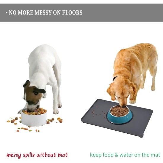Reopet Silicone Pet Feeding Mats, Waterproof Dog and Cat Place Mats with Raised Edges, Dog and Cat Bowl Mats, Choice of Sizes Reopet Silicone Pet Feeding Mats, Waterproof Dog and Cat Place Mats with Raised Edges, Dog and Cat Bowl Mats, Choice of Sizes