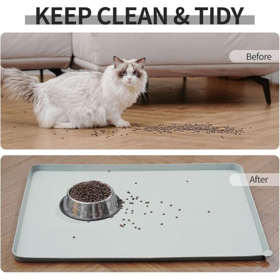 Reopet Silicone Pet Feeding Mats, Waterproof Dog and Cat Place Mats with Raised Edges, Dog and Cat Bowl Mats, Choice of Sizes Reopet Silicone Pet Feeding Mats, Waterproof Dog and Cat Place Mats with Raised Edges, Dog and Cat Bowl Mats, Choice of Sizes