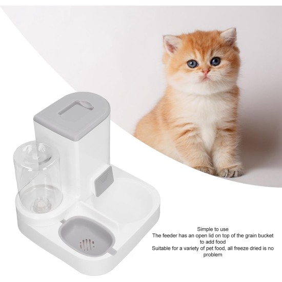 RiToEasysports Automatic Pet Feeder, Water and Food Bowl Set, Automatic Feeder, Multifunctional, 2-in-1, One-Piece, Large Capacity, Cat Drinkers (Grey) RiToEasysports Automatic Pet Feeder, Water and Food Bowl Set, Automatic Feeder, Multifunctional, 2-in-1, One-Piece, Large Capacity, Cat Drinkers (Grey)