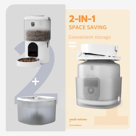 Romiromi Automatic Cat Feeder, 2.4G & 5G WiFi, 4.5L, 1-10 Meals/Day, 1-15 Day, Automatic Feeder with Stainless Steel Bowl, Automatic Cat Feeder Romiromi Automatic Cat Feeder, 2.4G & 5G WiFi, 4.5L, 1-10 Meals/Day, 1-15 Day, Automatic Feeder with Stainless Steel Bowl, Automatic Cat Feeder