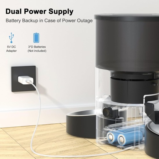 SURDY 3L Automatic Cat Feeder 2 Bowls, 2.4G/5G WiFi Smart Cat Food Automatic with App Control, Feeder for Cats/Dogs, Timed Pet Feeder Programmable 1-10 Meals, 10s Meal Call SURDY 3L Automatic Cat Feeder 2 Bowls, 2.4G/5G WiFi Smart Cat Food Automatic with App Control, Feeder for Cats/Dogs, Timed Pet Feeder Programmable 1-10 Meals, 10s Meal Call