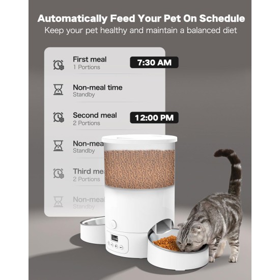SURDY 3L Automatic Cat Feeder 2 Bowls, 2.4G/5G WiFi Smart Cat Food Automatic with App Control, Feeder for Cats/Dogs, Timed Pet Feeder Programmable 1-10 Meals, 10s Meal Call SURDY 3L Automatic Cat Feeder 2 Bowls, 2.4G/5G WiFi Smart Cat Food Automatic with App Control, Feeder for Cats/Dogs, Timed Pet Feeder Programmable 1-10 Meals, 10s Meal Call