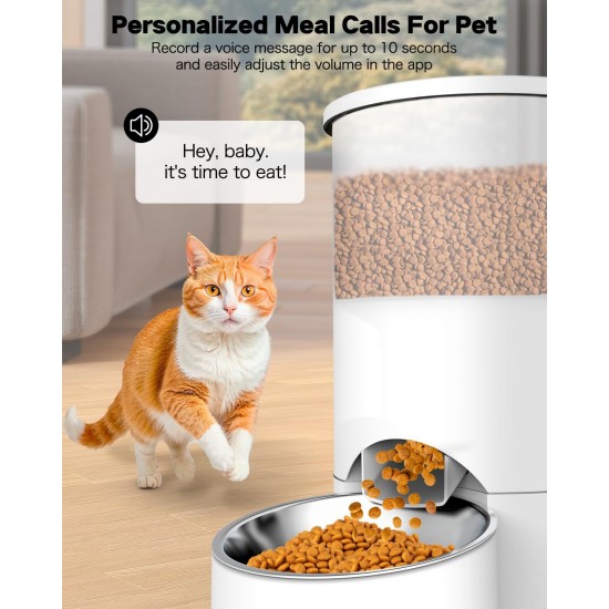 SURDY 3L Automatic Cat Feeder, 2 Bowls, Feeder for Cats and Dogs, Even Distribution Cat Food with 2 Stainless Steel Bowls, 10s Meal Recording and Timer Setting 1-6 Meals/Day SURDY 3L Automatic Cat Feeder, 2 Bowls, Feeder for Cats and Dogs, Even Distribution Cat Food with 2 Stainless Steel Bowls, 10s Meal Recording and Timer Setting 1-6 Meals/Day