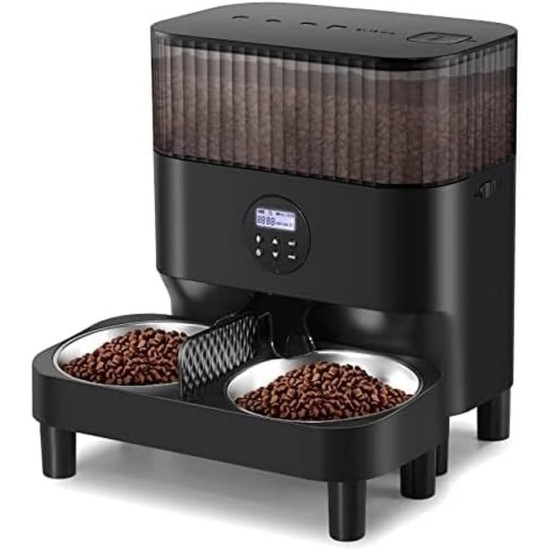 Sailvono Automatic Cat Feeder, Height Adjustable Cat Food, 5 L, Timed Control, 1-4 Meals a Day, 10s Voice Recorder for Small/Medium Pets, Black Sailvono Automatic Cat Feeder, Height Adjustable Cat Food, 5 L, Timed Control, 1-4 Meals a Day, 10s Voice Recorder for Small/Medium Pets, Black