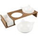 Set of 3 Ceramic Cat Bowls, Stony Up Model, Polywood Stand, 3 Bowls for Eating, Drinking and Catnip, Dishwasher Safe, 250ml + 350ml, White Set of 3 Ceramic Cat Bowls, Stony Up Model, Polywood Stand, 3 Bowls for Eating, Drinking and Catnip, Dishwasher Safe, 250ml + 350ml, White