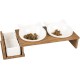 Set of 3 Ceramic Cat Bowls, Stony Up Model, Polywood Stand, 3 Bowls for Eating, Drinking and Catnip, Dishwasher Safe, 250ml + 350ml, White Set of 3 Ceramic Cat Bowls, Stony Up Model, Polywood Stand, 3 Bowls for Eating, Drinking and Catnip, Dishwasher Safe, 250ml + 350ml, White