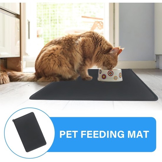 Silicone Feeding Mats for Pets, Cat Place Mats, Bowl Mat, Rubber Mat, Pet Feeding Mat, Non-Slip Mat, Waterproof Cat Bowl Mats, Easy to Clean, 48 x 30 cm, Black Silicone Feeding Mats for Pets, Cat Place Mats, Bowl Mat, Rubber Mat, Pet Feeding Mat, Non-Slip Mat, Waterproof Cat Bowl Mats, Easy to Clean, 48 x 30 cm, Black