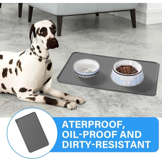 Silicone Feeding Mats for Pets, Cat Place Mats, Bowl Mat, Rubber Mat, Pet Feeding Mat, Non-Slip Mat, Waterproof Cat Bowl Mats, Easy to Clean, 48 x 30 cm, Light Grey Silicone Feeding Mats for Pets, Cat Place Mats, Bowl Mat, Rubber Mat, Pet Feeding Mat, Non-Slip Mat, Waterproof Cat Bowl Mats, Easy to Clean, 48 x 30 cm, Light Grey