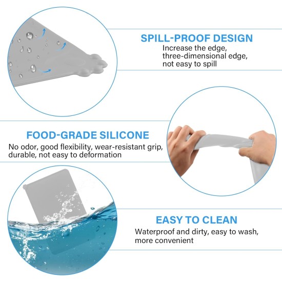 Silicone Feeding Mats for Pets, Cat Place Mats, Bowl Mat, Rubber Mat, Pet Feeding Mat, Non-Slip Mat, Waterproof Cat Bowl Mats, Easy to Clean, 48 x 30 cm, Light Grey Silicone Feeding Mats for Pets, Cat Place Mats, Bowl Mat, Rubber Mat, Pet Feeding Mat, Non-Slip Mat, Waterproof Cat Bowl Mats, Easy to Clean, 48 x 30 cm, Light Grey