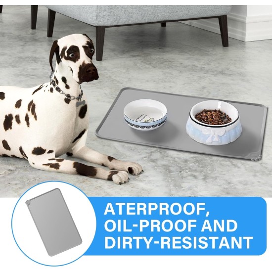 Silicone Feeding Mats for Pets, Cat Place Mats, Bowl Mat, Rubber Mat, Pet Feeding Mat, Non-Slip Mat, Waterproof Cat Bowl Mats, Easy to Clean, 48 x 30 cm, Light Grey Silicone Feeding Mats for Pets, Cat Place Mats, Bowl Mat, Rubber Mat, Pet Feeding Mat, Non-Slip Mat, Waterproof Cat Bowl Mats, Easy to Clean, 48 x 30 cm, Light Grey