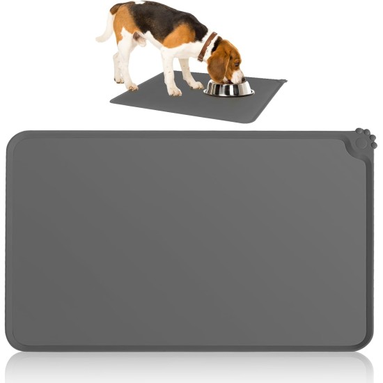 Silicone Feeding Mats for Pets, Cat Place Mats, Bowl Mat, Rubber Mat, Pet Feeding Mat, Non-Slip Mat, Waterproof Cat Bowl Mats, Easy to Clean, 48 x 30 cm, Light Grey Silicone Feeding Mats for Pets, Cat Place Mats, Bowl Mat, Rubber Mat, Pet Feeding Mat, Non-Slip Mat, Waterproof Cat Bowl Mats, Easy to Clean, 48 x 30 cm, Light Grey