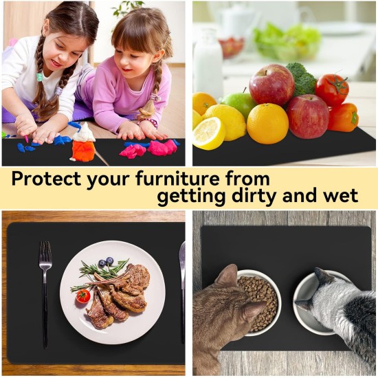 Silicone Mat 30 x 40 cm, Black Silicone Mat, Table Mat, Heat Resistant, Craft Mat, Smooth, Bowl Mat, Dogs, Cats, Non-Stick Waterproof with Storage Bag for Crafts, Place Mat Silicone Mat 30 x 40 cm, Black Silicone Mat, Table Mat, Heat Resistant, Craft Mat, Smooth, Bowl Mat, Dogs, Cats, Non-Stick Waterproof with Storage Bag for Crafts, Place Mat