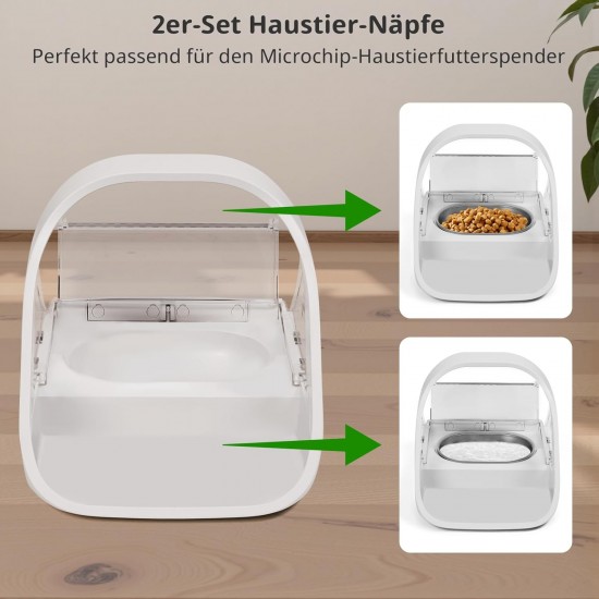 Stainless Steel Bowls for Automatic Microchip Pet Feeder - Sealing Ring Design to Keep Fresh and Odor Reduction, Easy to Clean, Set of 2 Stainless Steel Bowls for Automatic Microchip Pet Feeder - Sealing Ring Design to Keep Fresh and Odor Reduction, Easy to Clean, Set of 2