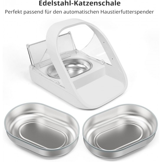 Stainless Steel Bowls for Automatic Microchip Pet Feeder - Sealing Ring Design to Keep Fresh and Odor Reduction, Easy to Clean, Set of 2 Stainless Steel Bowls for Automatic Microchip Pet Feeder - Sealing Ring Design to Keep Fresh and Odor Reduction, Easy to Clean, Set of 2