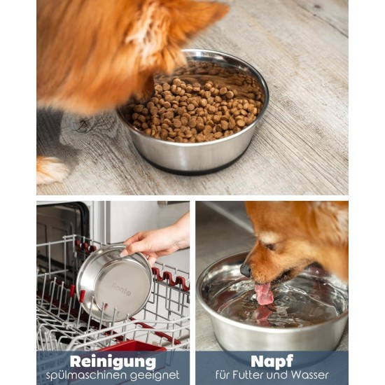 Stainless Steel Food Bowl, 600ml, Food Grade Dog Bowl with Non-Slip Silicone Base, Rustproof Water Bowl for Dogs and Cats, Dishwasher Safe Stainless Steel Food Bowl, 600ml, Food Grade Dog Bowl with Non-Slip Silicone Base, Rustproof Water Bowl for Dogs and Cats, Dishwasher Safe