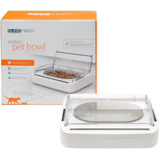 Surefeed feed bowl with motion control made of plastic, white Surefeed feed bowl with motion control made of plastic, white