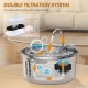 TOMXCUTE Cat Fountain Stainless Steel with Viewing Window, 3.2 L Tap Drinking Fountain for Cats Terriers, Cat Drinking Fountain Dishwasher Safe, Quiet Pump, Double Filter, Hygienic