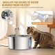 TOMXCUTE Cat Fountain Stainless Steel with Viewing Window, 3.2 L Tap Drinking Fountain for Cats Terriers, Cat Drinking Fountain Dishwasher Safe, Quiet Pump, Double Filter, Hygienic