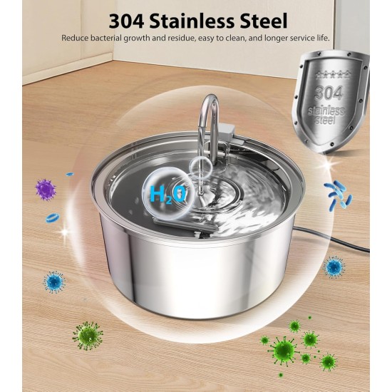TOMXCUTE Drinking Fountain for Cats 3.2 L Stainless Steel Cat Fountain Waterfall for Cats Small Dogs Tap Design Dishwasher Safe with 1 Sponge and 3 Carbon Filters TOMXCUTE Drinking Fountain for Cats 3.2 L Stainless Steel Cat Fountain Waterfall for Cats Small Dogs Tap Design Dishwasher Safe with 1 Sponge and 3 Carbon Filters