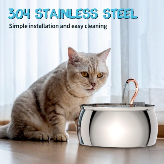 TOMXCUTE Drinking Fountain for Cats 3.2 L Stainless Steel Cat Fountain Waterfall for Cats Small Dogs Tap Design Dishwasher Safe with 1 Sponge and 3 Carbon Filters TOMXCUTE Drinking Fountain for Cats 3.2 L Stainless Steel Cat Fountain Waterfall for Cats Small Dogs Tap Design Dishwasher Safe with 1 Sponge and 3 Carbon Filters
