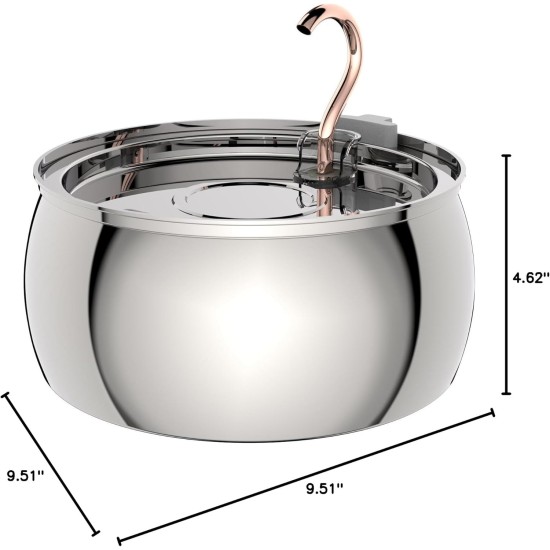 TOMXCUTE Drinking Fountain for Cats 3.2 L Stainless Steel Cat Fountain Waterfall for Cats Small Dogs Tap Design Dishwasher Safe with 1 Sponge and 3 Carbon Filters TOMXCUTE Drinking Fountain for Cats 3.2 L Stainless Steel Cat Fountain Waterfall for Cats Small Dogs Tap Design Dishwasher Safe with 1 Sponge and 3 Carbon Filters