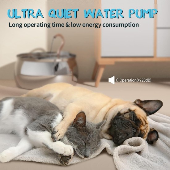 TOMXCUTE Drinking Fountain for Cats 3.2 L Stainless Steel Cat Fountain Waterfall for Cats Small Dogs Tap Design Dishwasher Safe with 1 Sponge and 3 Carbon Filters TOMXCUTE Drinking Fountain for Cats 3.2 L Stainless Steel Cat Fountain Waterfall for Cats Small Dogs Tap Design Dishwasher Safe with 1 Sponge and 3 Carbon Filters