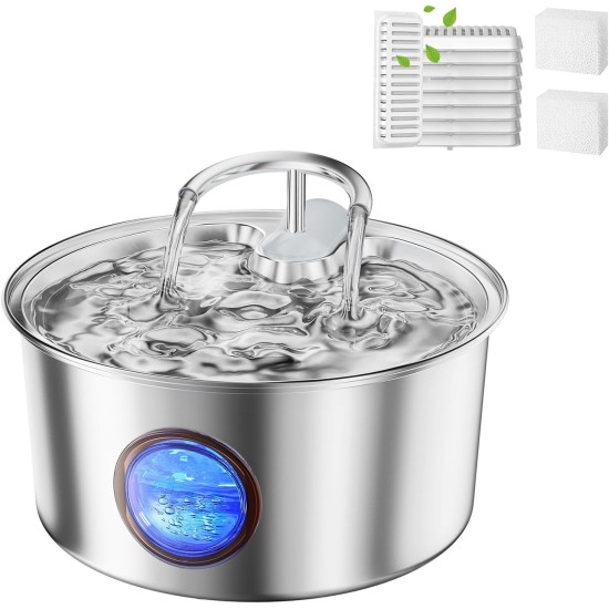TOMXCUTE Stainless Steel Cat Fountain: Drinking Fountain for Cats - 3.2 L Cat Fountain for Cats - Ultra-Quiet Cat Drinking Fountain - Cat Drinking Fountain - Water Fountain for Cats - for Multiple TOMXCUTE Stainless Steel Cat Fountain: Drinking Fountain for Cats - 3.2 L Cat Fountain for Cats - Ultra-Quiet Cat Drinking Fountain - Cat Drinking Fountain - Water Fountain for Cats - for Multiple