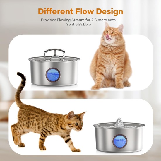 TOMXCUTE Stainless Steel Cat Fountain: Drinking Fountain for Cats - 3.2 L Cat Fountain for Cats - Ultra-Quiet Cat Drinking Fountain - Cat Drinking Fountain - Water Fountain for Cats - for Multiple TOMXCUTE Stainless Steel Cat Fountain: Drinking Fountain for Cats - 3.2 L Cat Fountain for Cats - Ultra-Quiet Cat Drinking Fountain - Cat Drinking Fountain - Water Fountain for Cats - for Multiple