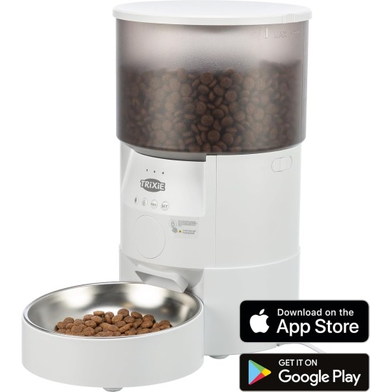 TRIXIE TX-S Smart 3.0L Automatic Feeder for Dogs & Cats - Programmable and Controllable Feeder in White - Automatic & Individual Food Output - 24345 TRIXIE TX-S Smart 3.0L Automatic Feeder for Dogs & Cats - Programmable and Controllable Feeder in White - Automatic & Individual Food Output - 24345