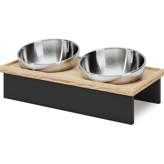 TUONKEE Elevated Bowls for Cats and Small Dogs x2 Stainless Steel Bowls Tilted Cat Bowls for Elevated Kittens Made of Solid Pine Wood TUONKEE Elevated Bowls for Cats and Small Dogs x2 Stainless Steel Bowls Tilted Cat Bowls for Elevated Kittens Made of Solid Pine Wood