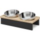 TUONKEE Elevated Bowls for Cats and Small Dogs x2 Stainless Steel Bowls Tilted Cat Bowls for Elevated Kittens Made of Solid Pine Wood TUONKEE Elevated Bowls for Cats and Small Dogs x2 Stainless Steel Bowls Tilted Cat Bowls for Elevated Kittens Made of Solid Pine Wood