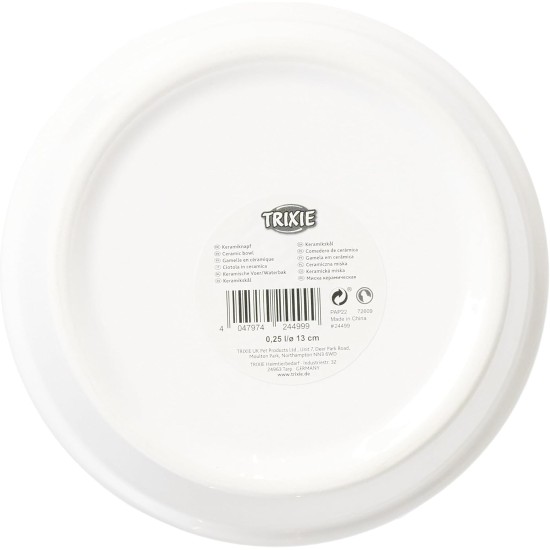 Trixie 24499 Ceramic Cat Bowl, 0.25 Litres, Diameter 13 cm, White Trixie 24499 Ceramic Cat Bowl, 0.25 Litres, Diameter 13 cm, White