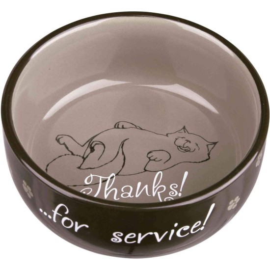 Trixie Cat bowl Thanks for Service, ceramic Trixie Cat bowl Thanks for Service, ceramic